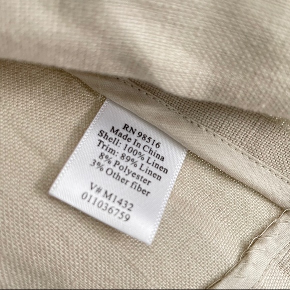 100% Linen Straight Open Jacket with Gold Trim - Picture 4 of 6